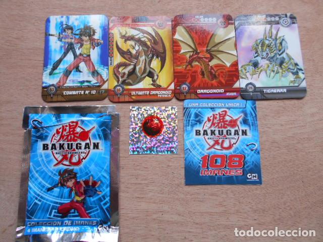 Juegos antiguos: Lote de 9 sobres imanes Bakugan - Foto 2