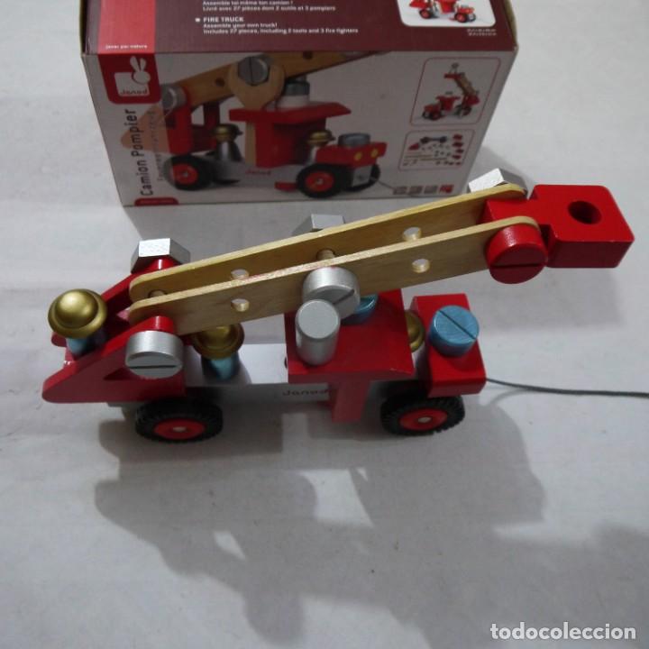 Juegos antiguos: CAMI&Oacute;N DE BOMBEROS DE MADERA - JANOD - Foto 6