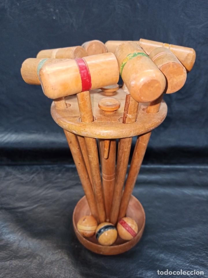 Juegos antiguos: Antiguo juego de mini criket. Madera. - Foto 2