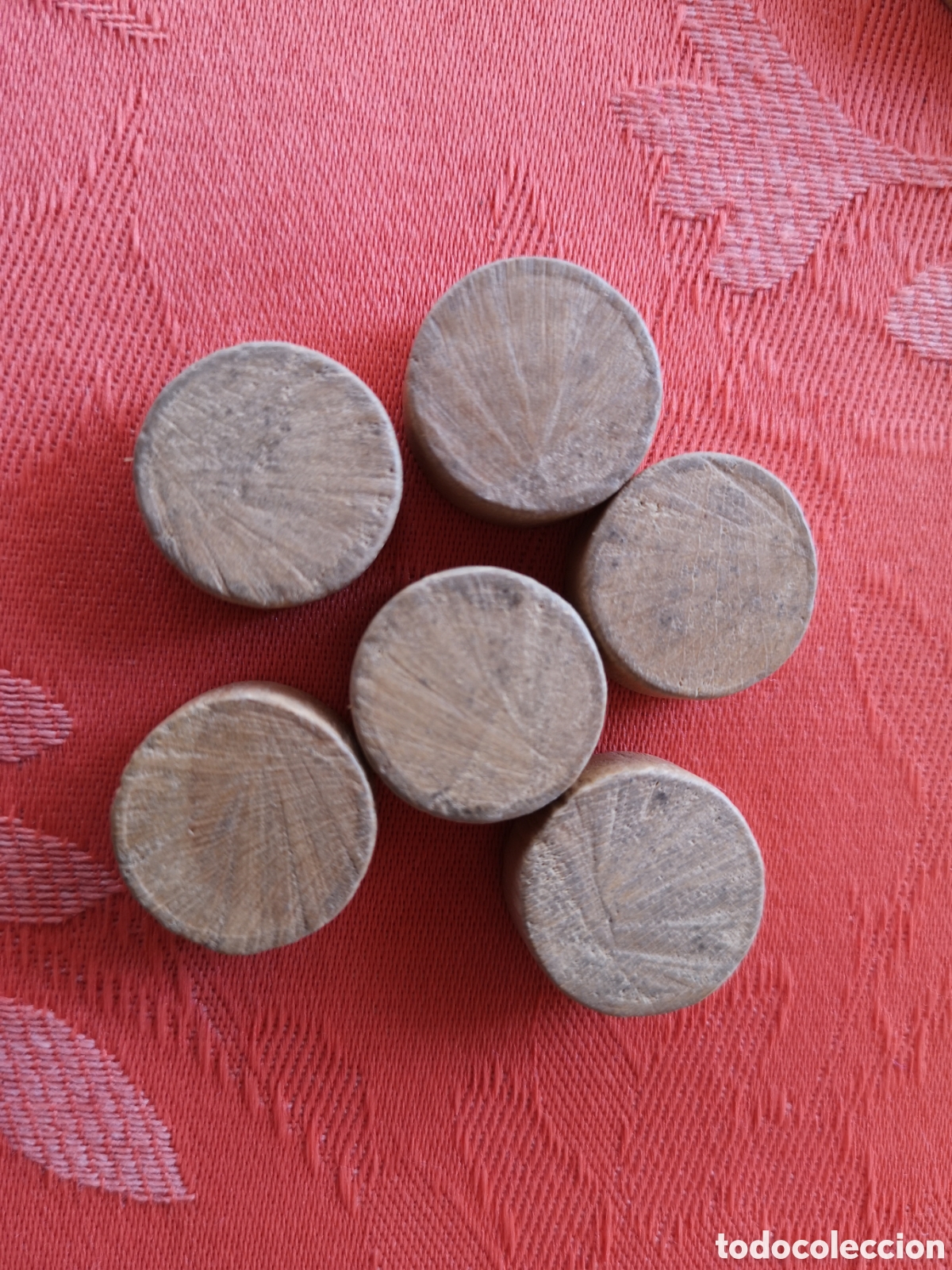 Juegos antiguos: Fichas de Bingo antiguas de madera - Foto 7
