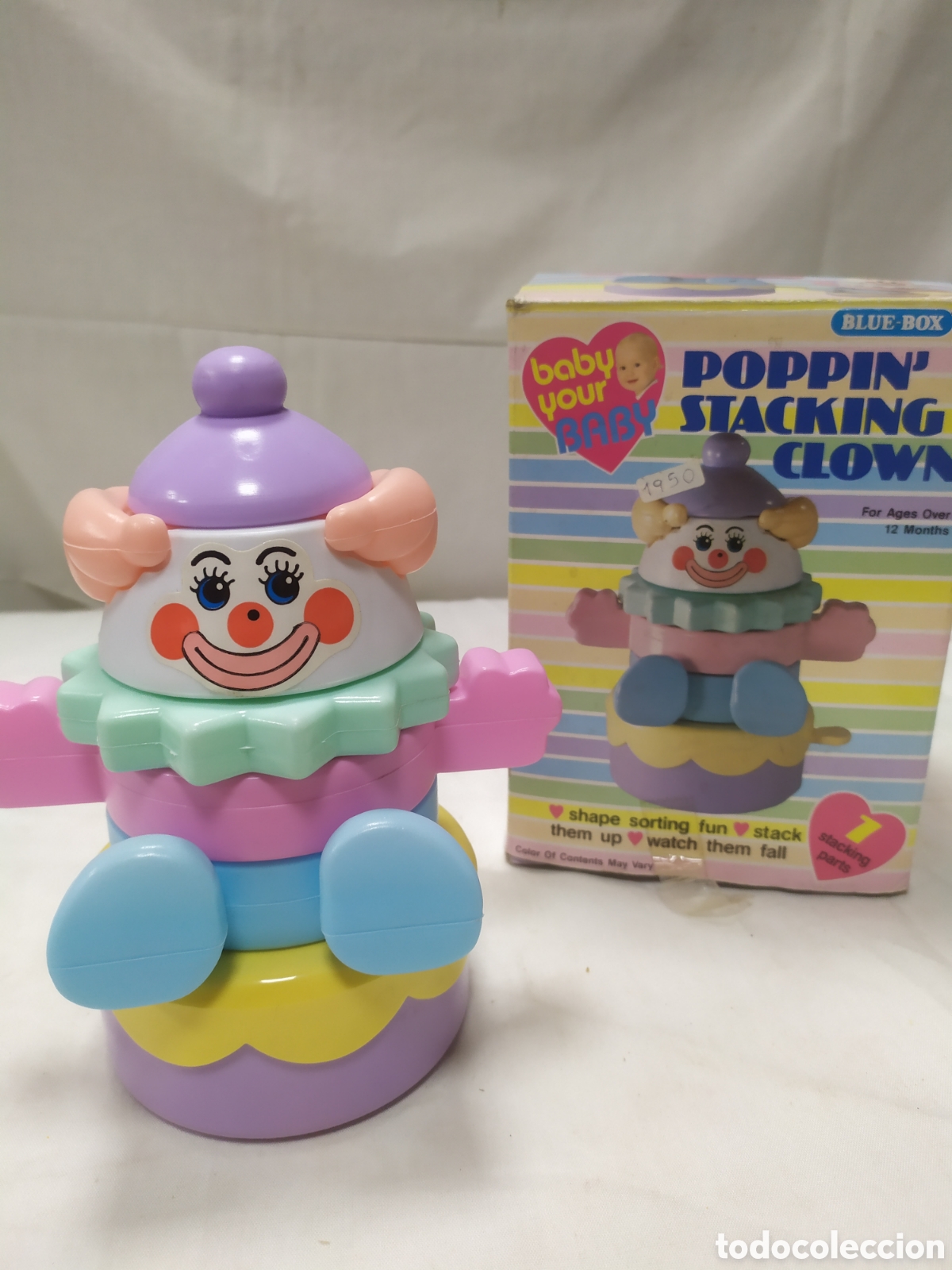 Juegos antiguos: Poppin Stackin Clown de Blue-Box, payaso para montar - Foto 2
