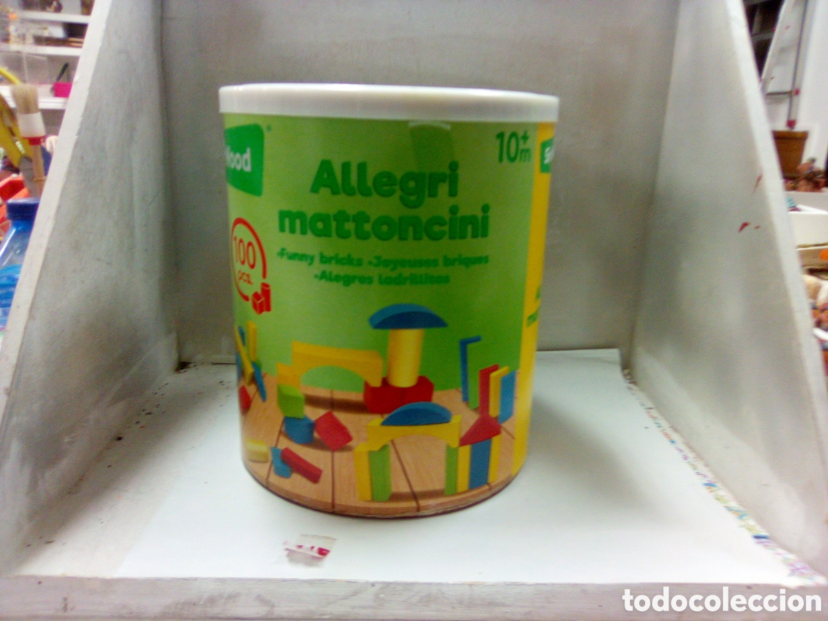 Juegos antiguos: Cubo de construcci&oacute;n madera ladrillitos - Foto 1