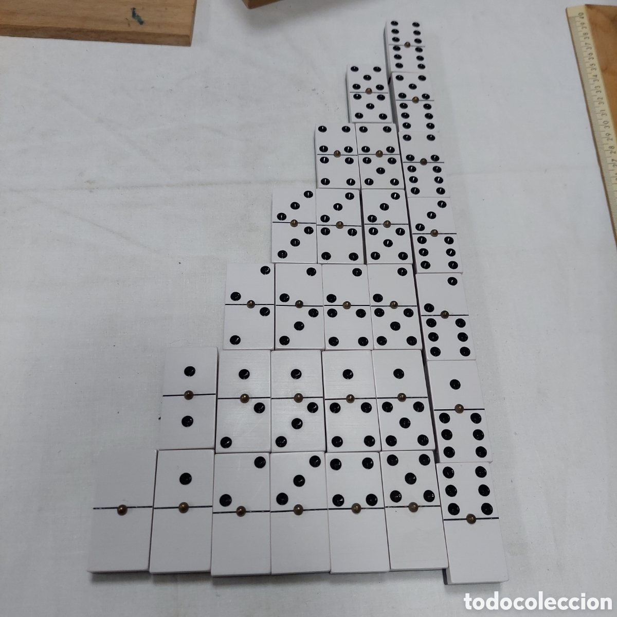 Juegos antiguos: Juego de domin&oacute; con caja de madera - Foto 4