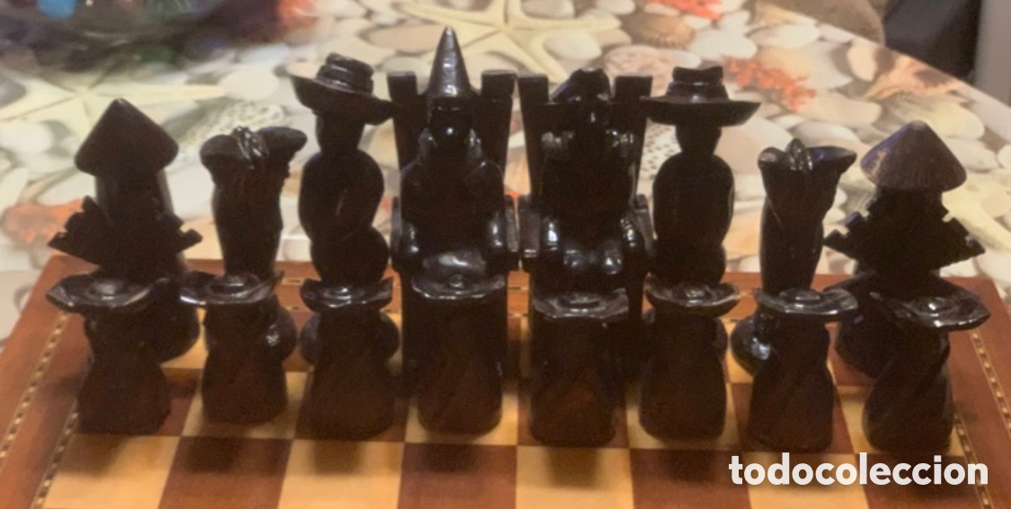 Juegos antiguos: Ajedrez Don Quijote de Madera. Sin Tablero. - Foto 2