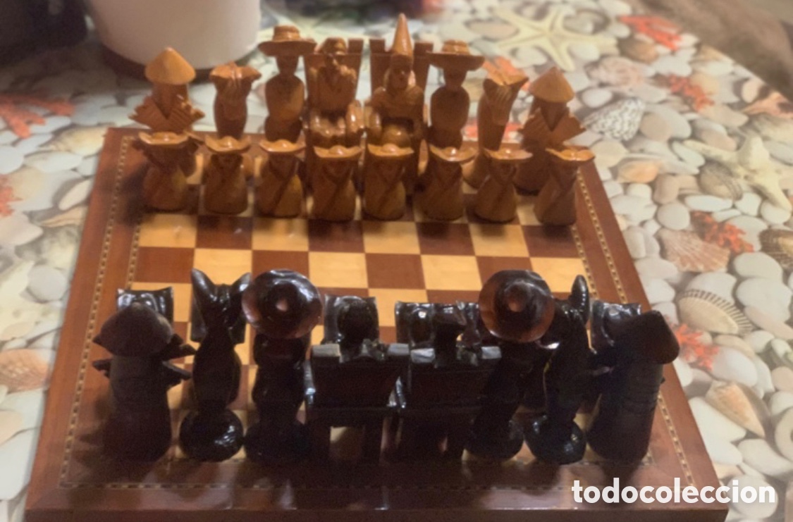 Juegos antiguos: Ajedrez Don Quijote de Madera. Sin Tablero. - Foto 1