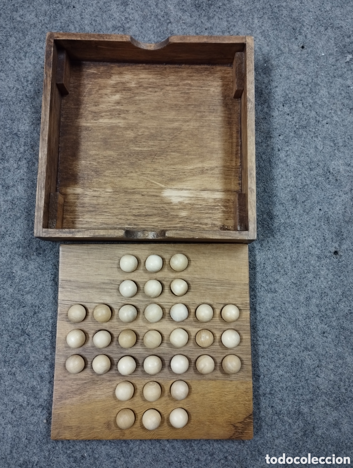 Juegos antiguos: Juego solitario en madera - Foto 2