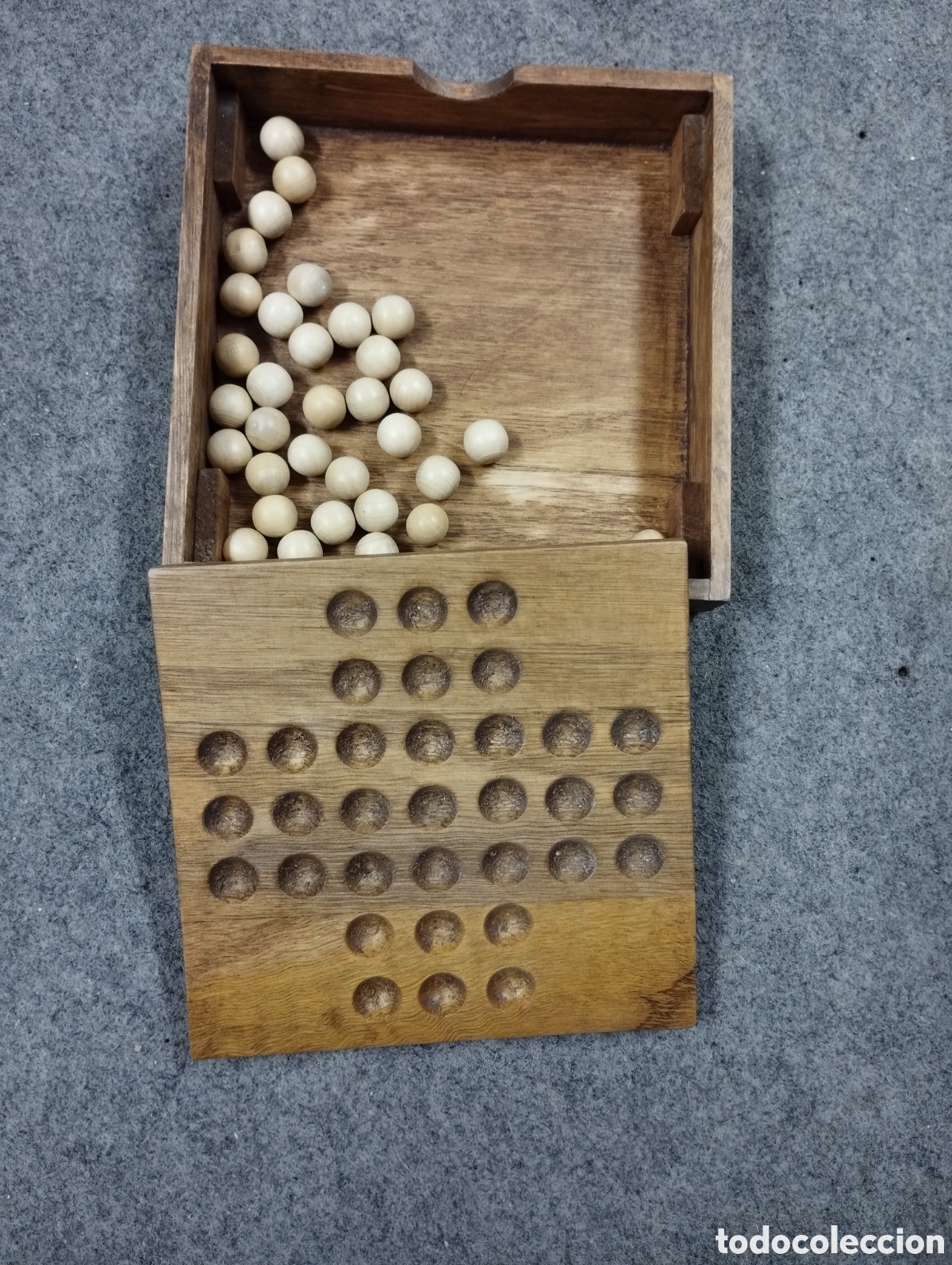 Juegos antiguos: Juego solitario en madera - Foto 3