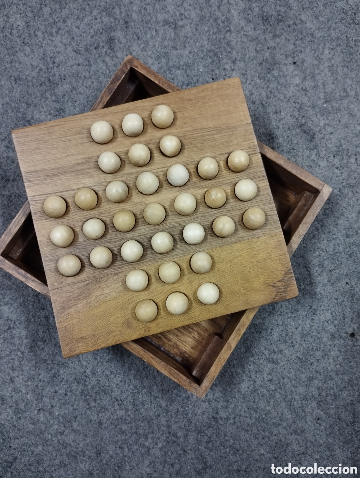 Juegos antiguos: Juego solitario en madera - Foto 1