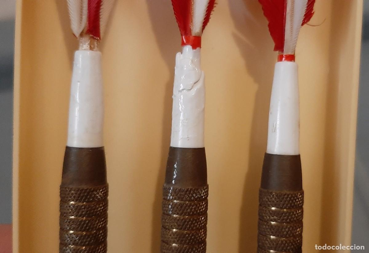 Juegos antiguos: Estuche antiguo de dardos con plumas - Foto 4