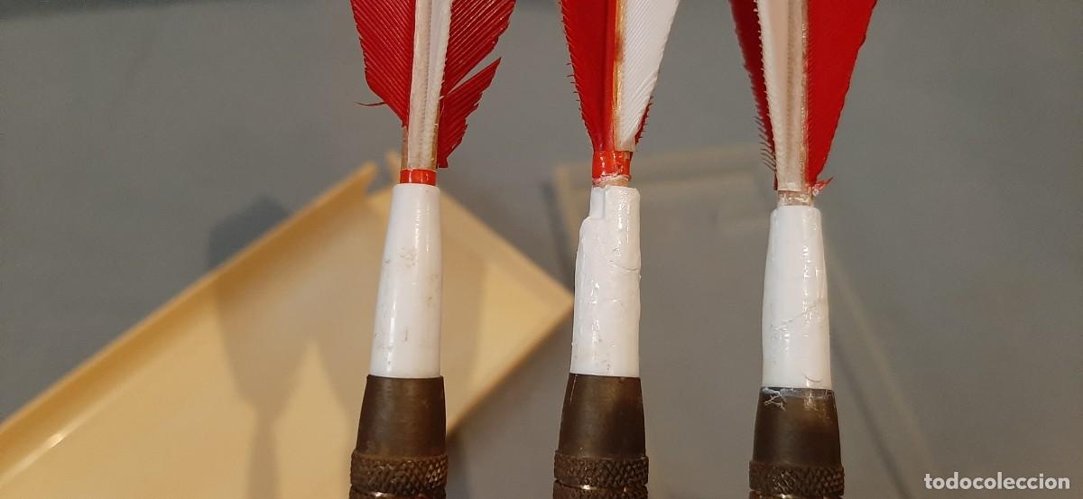 Juegos antiguos: Estuche antiguo de dardos con plumas - Foto 6