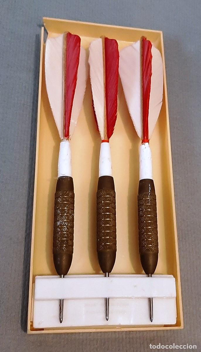 Juegos antiguos: Estuche antiguo de dardos con plumas - Foto 9