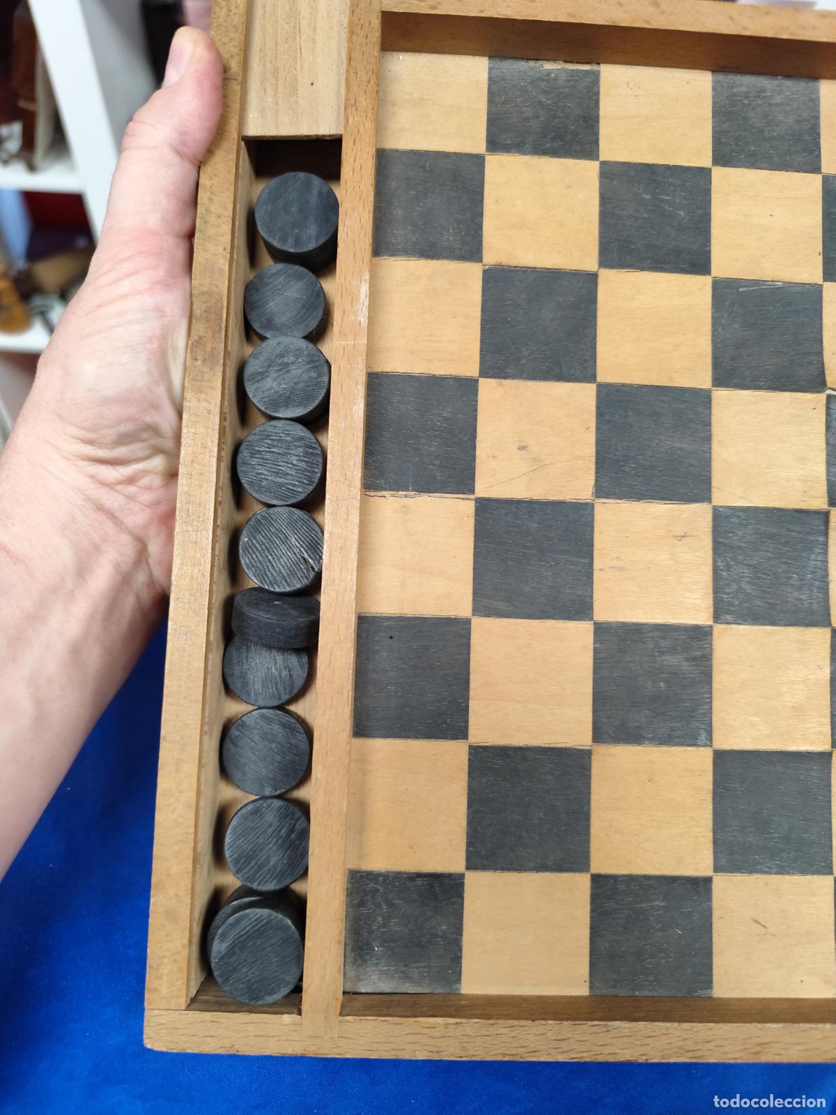 Juegos antiguos: TABLERO AJEDREZ DAMERO BACKGAMMON EN MADERA - Foto 3