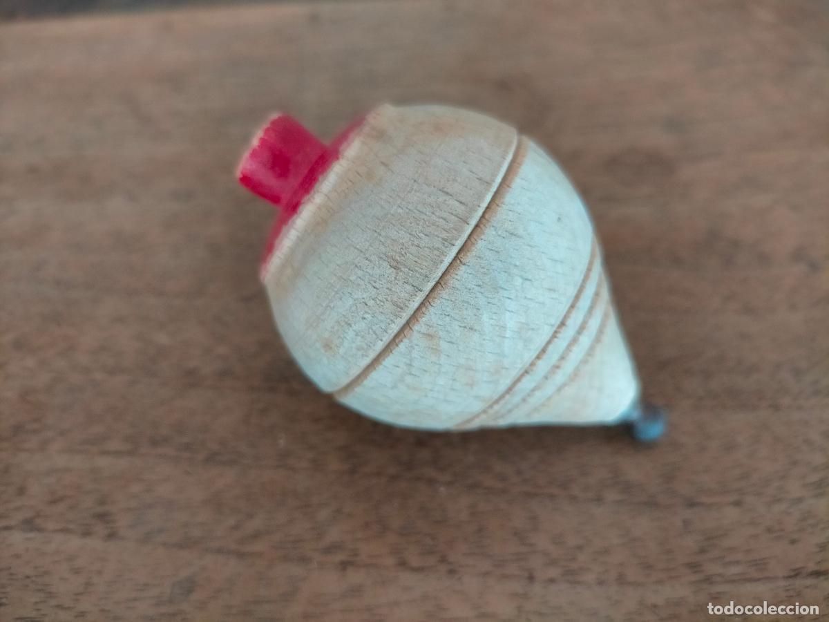 Juegos antiguos: Peonza de madera pintada antigua - Foto 1