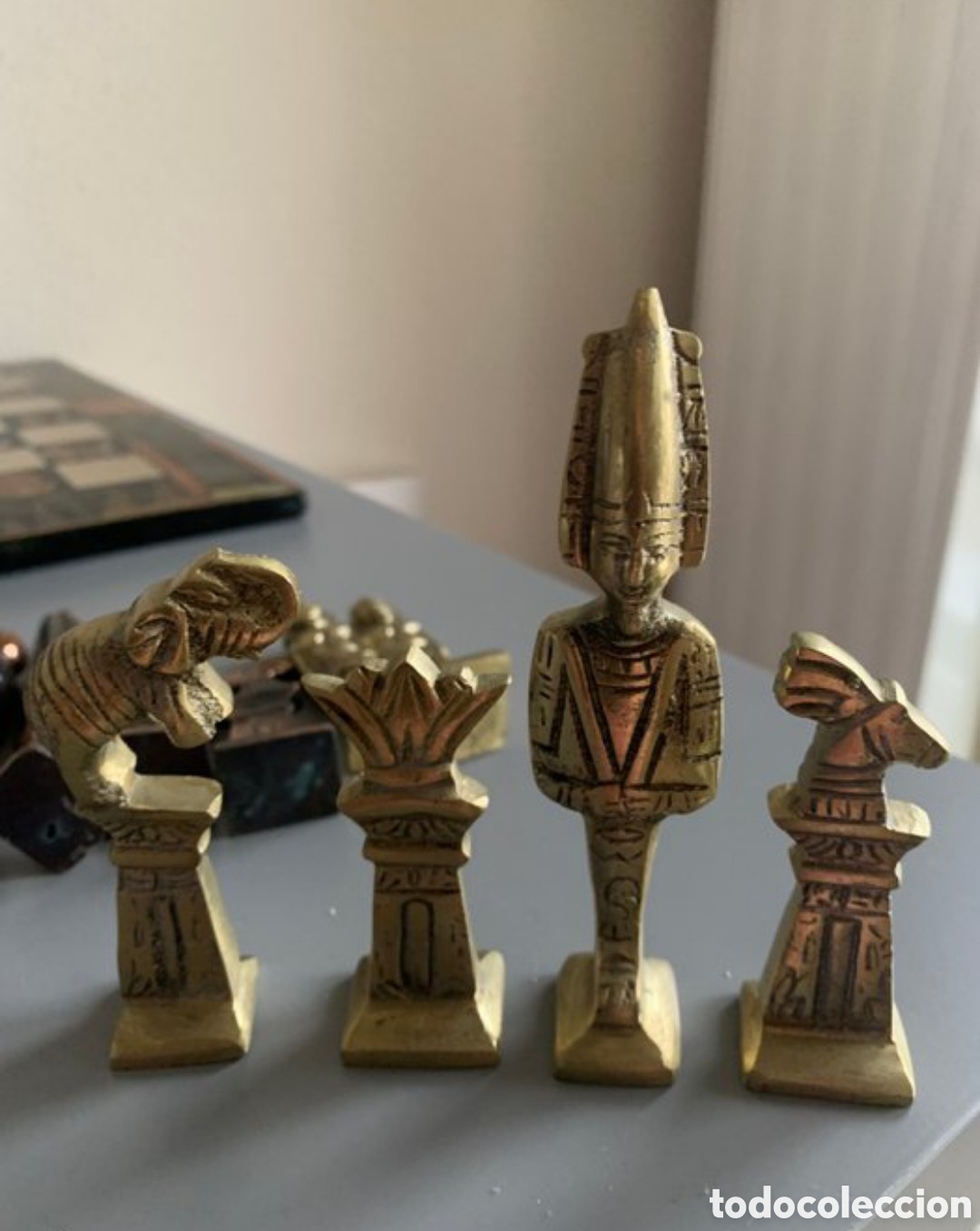 Juegos antiguos: Ajedrez de lujo de Egipto de metal - Foto 6