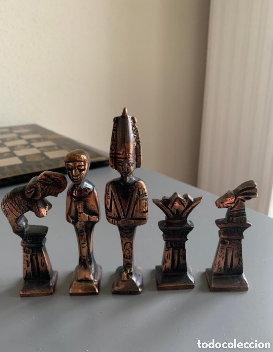 Juegos antiguos: Ajedrez de lujo de Egipto de metal - Foto 8