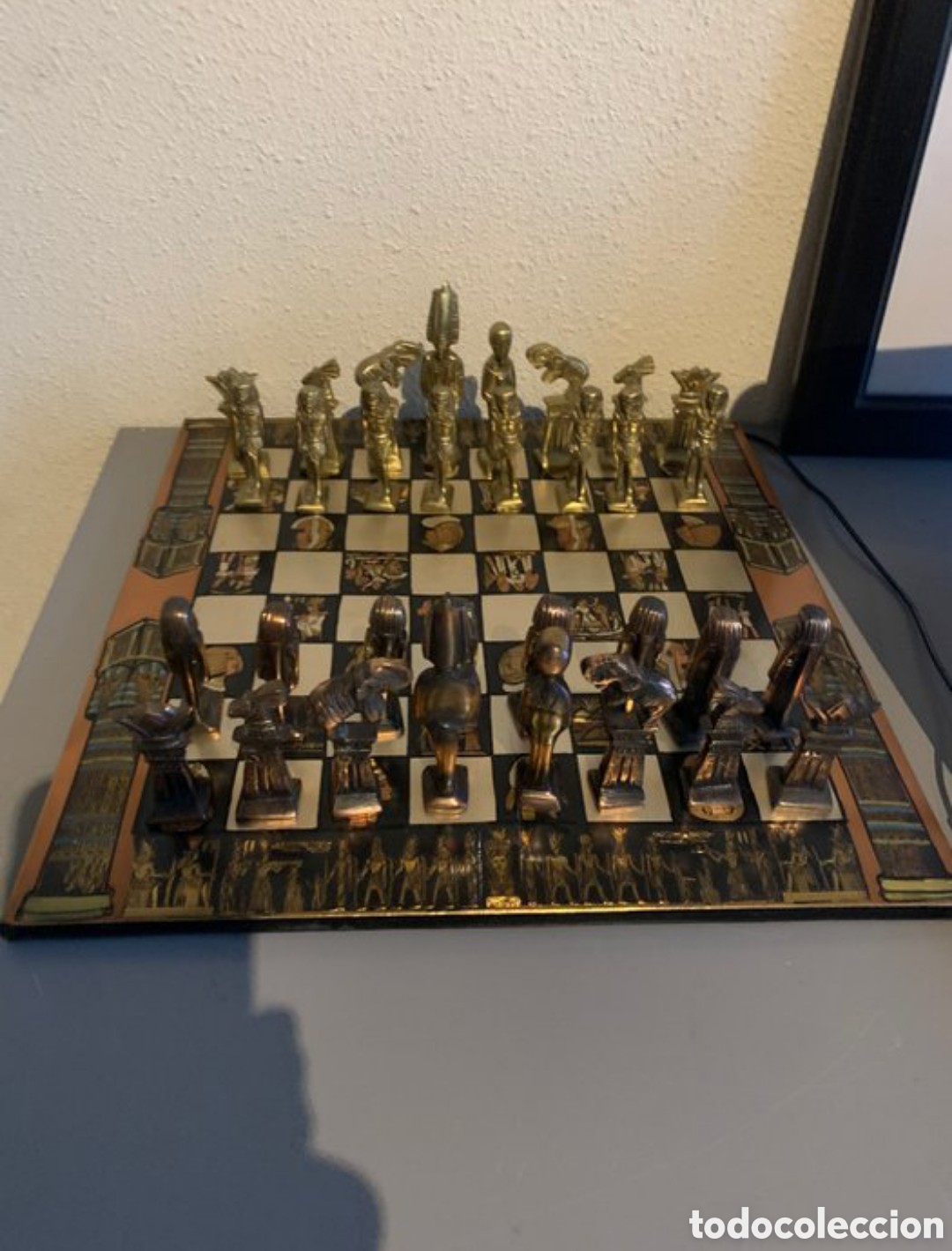 Juegos antiguos: Ajedrez de lujo de Egipto de metal - Foto 1