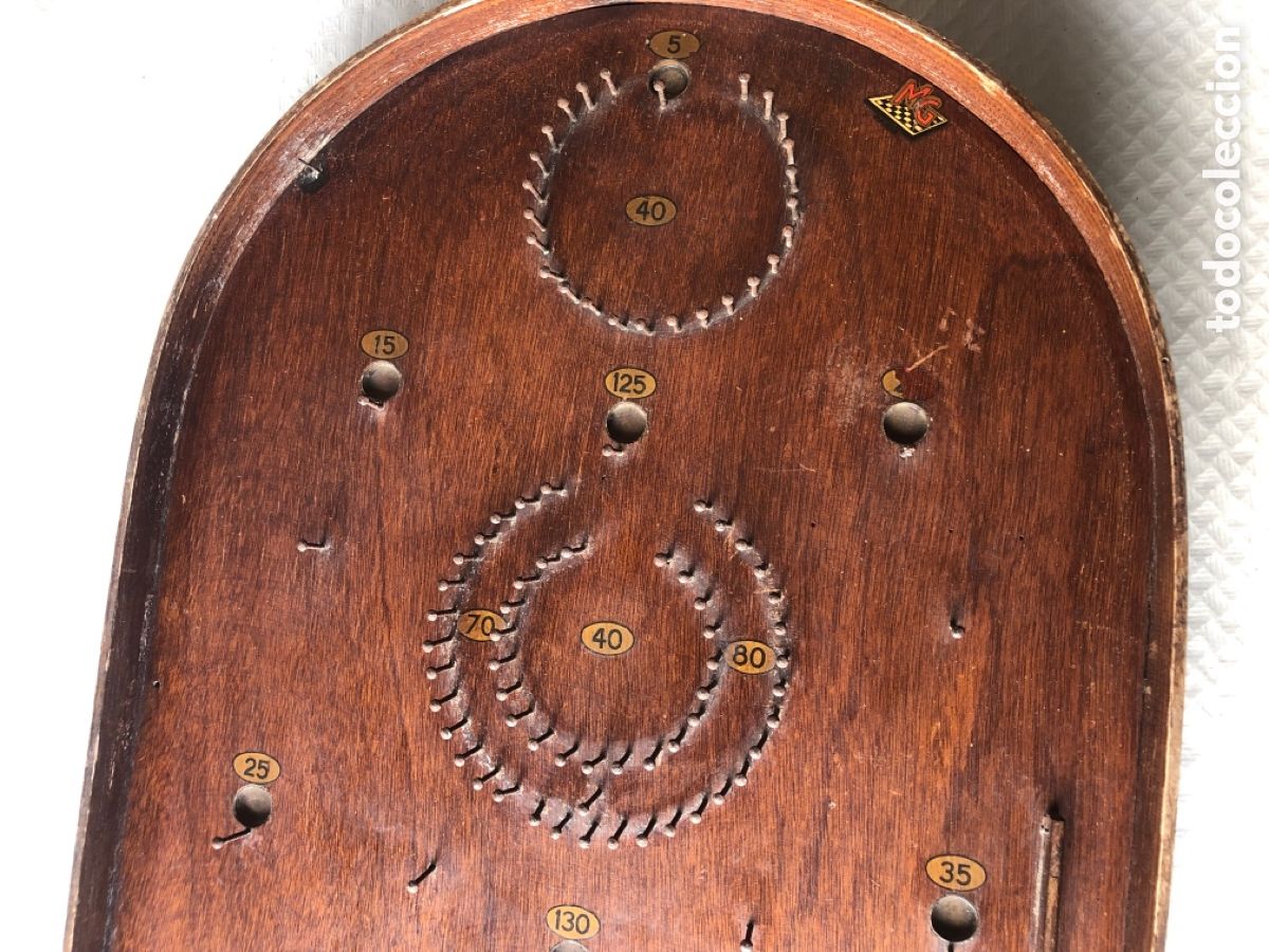 Juegos antiguos: Antiguo y raro PIN BALL de madera - Foto 5