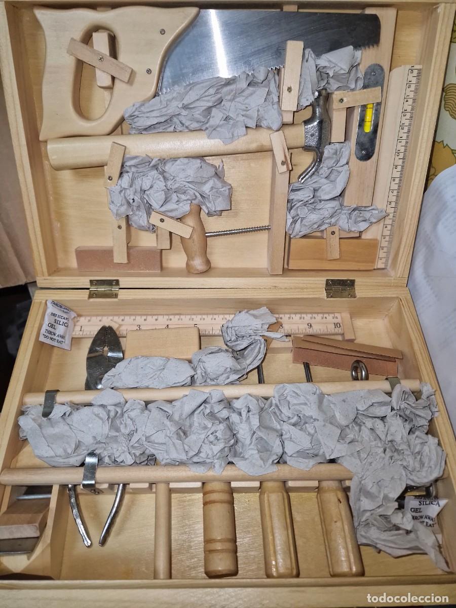 Juegos antiguos: Juego de herramientas utilizables de carpintero- MALETIN DE MADERA, BOITE A OUTILS