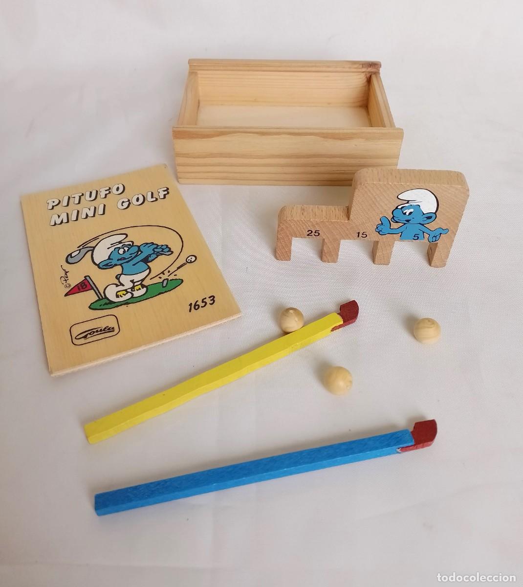 Juegos antiguos: PITUFOS MINI GOLF. MINI JUEGO EN MADERA DE GOULA - Foto 3