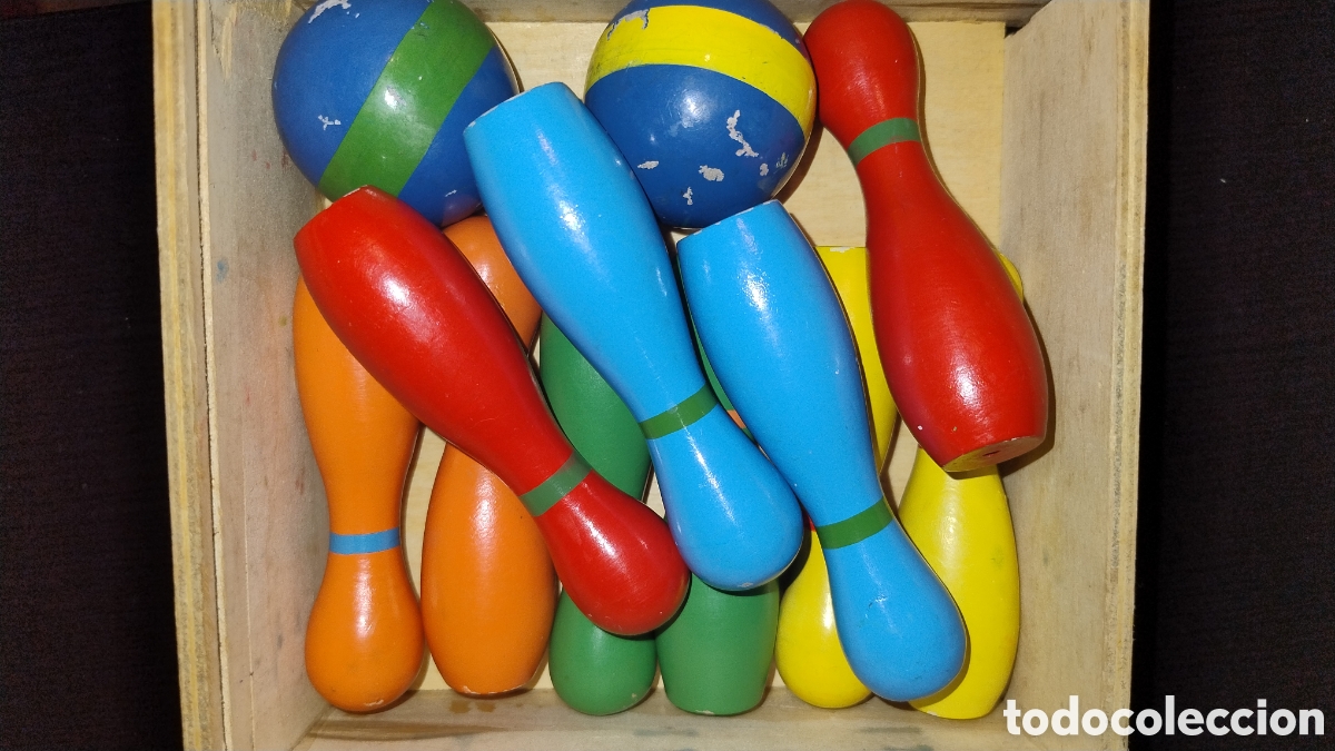 Juegos antiguos: Juego de bolos de madera - Foto 2