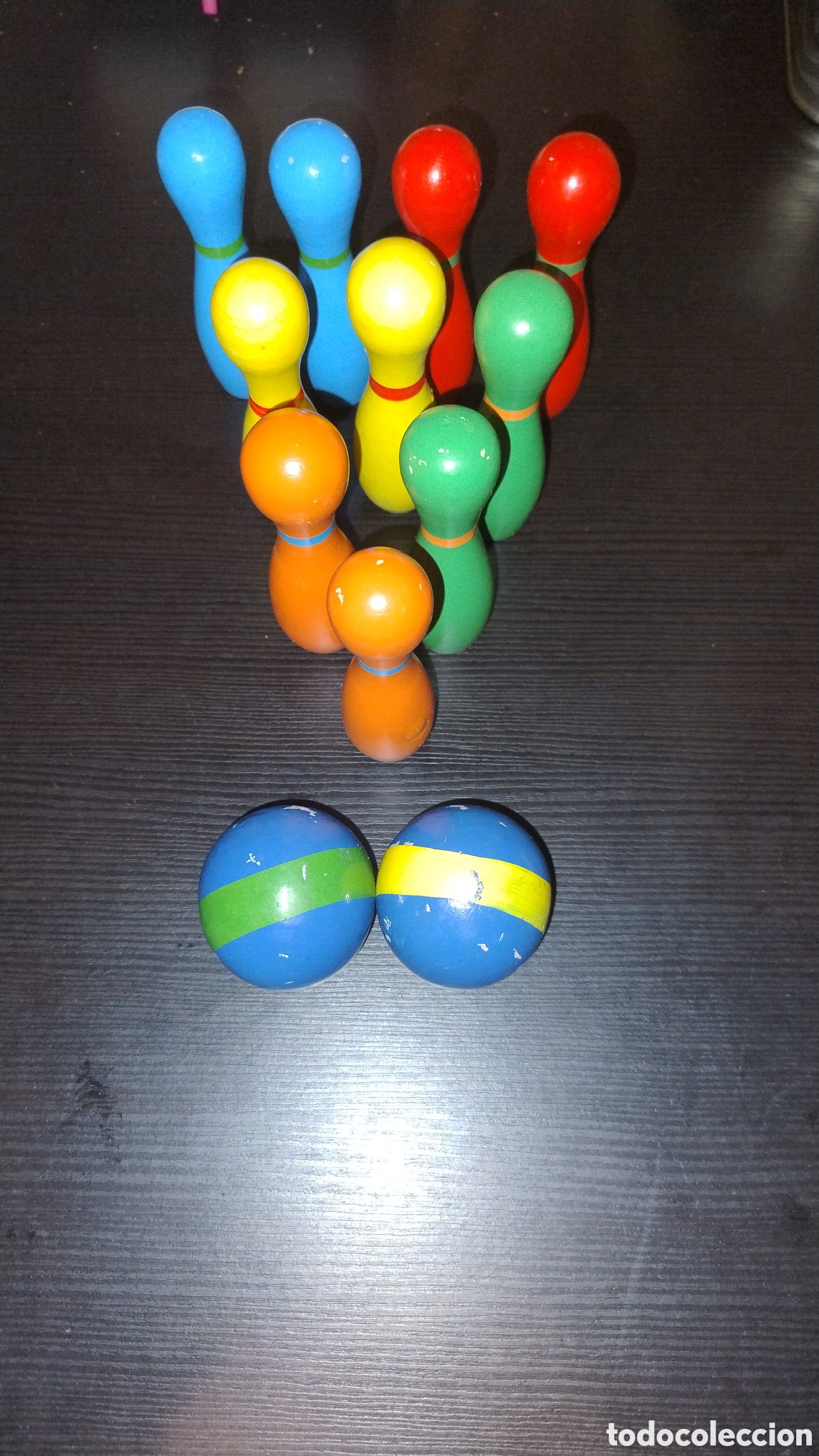 Juegos antiguos: Juego de bolos de madera - Foto 3
