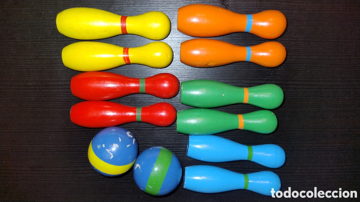Juegos antiguos: Juego de bolos de madera - Foto 4