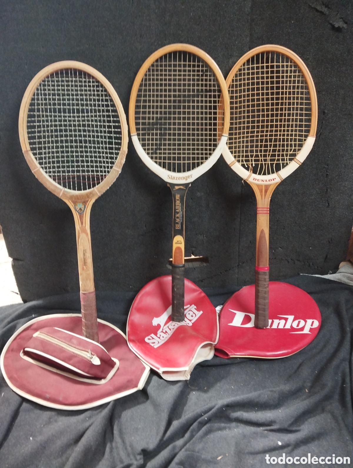 Juegos antiguos: Lote de 3 raquetas de tenis de madera - Foto 1