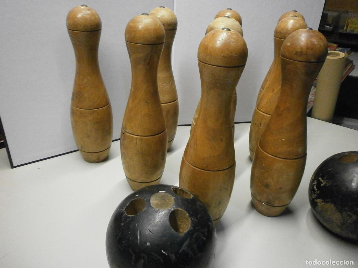 Juegos antiguos: antiguo juego de bolos de madera - Foto 5