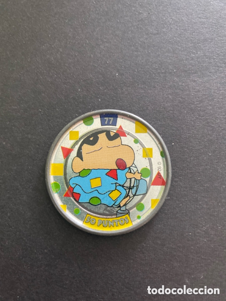 Juegos antiguos: Tazo metal Shin Chan N*77 Bollycao .