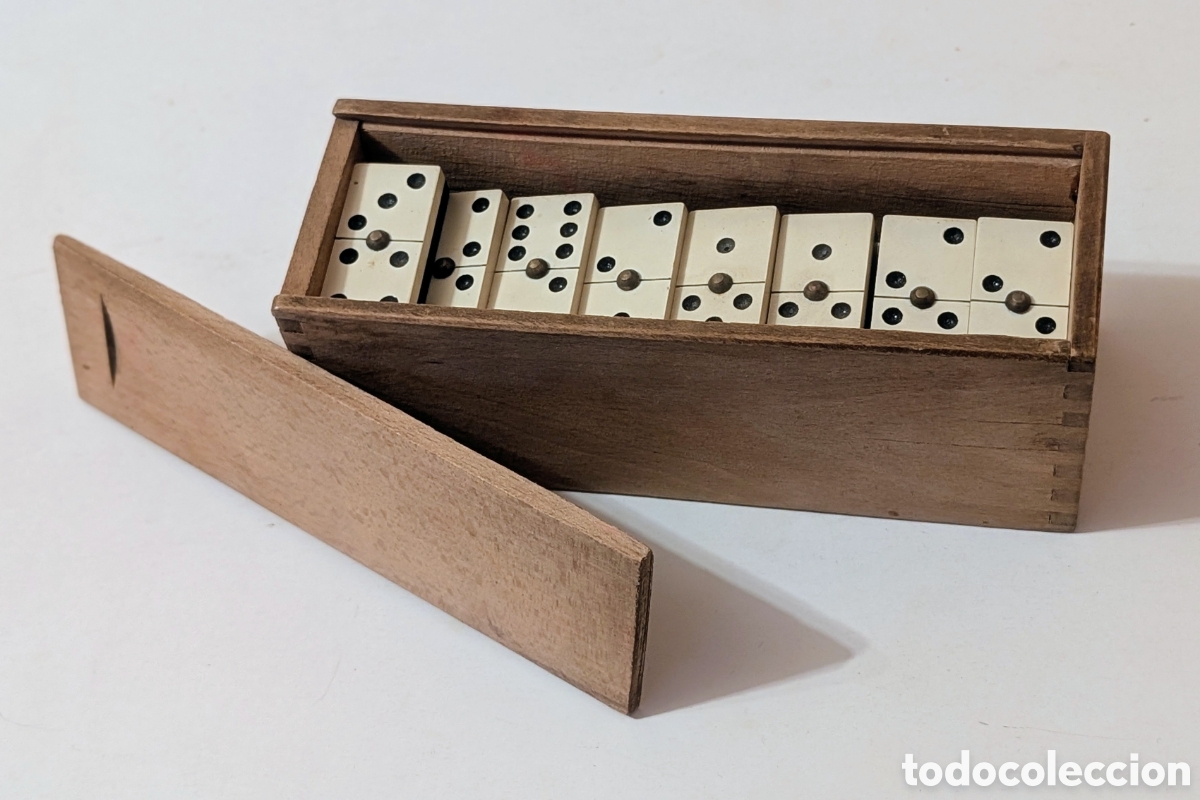 Juegos antiguos: Antiguo Estuche de madera Domino. Completo. - Foto 2
