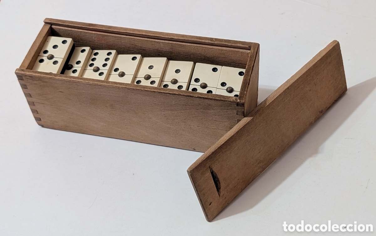 Juegos antiguos: Antiguo Estuche de madera Domino. Completo. - Foto 1