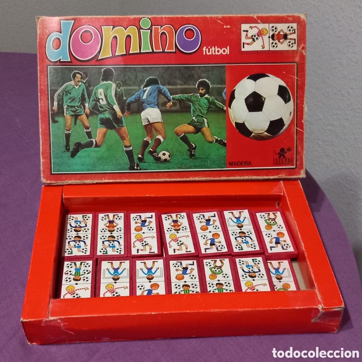 Juegos antiguos: ANTIGUO DOMINO FUTBOL/JUEGOS ENRIQUE BORR&Aacute;S (27&times;fichas de madera)a&ntilde;os 70's