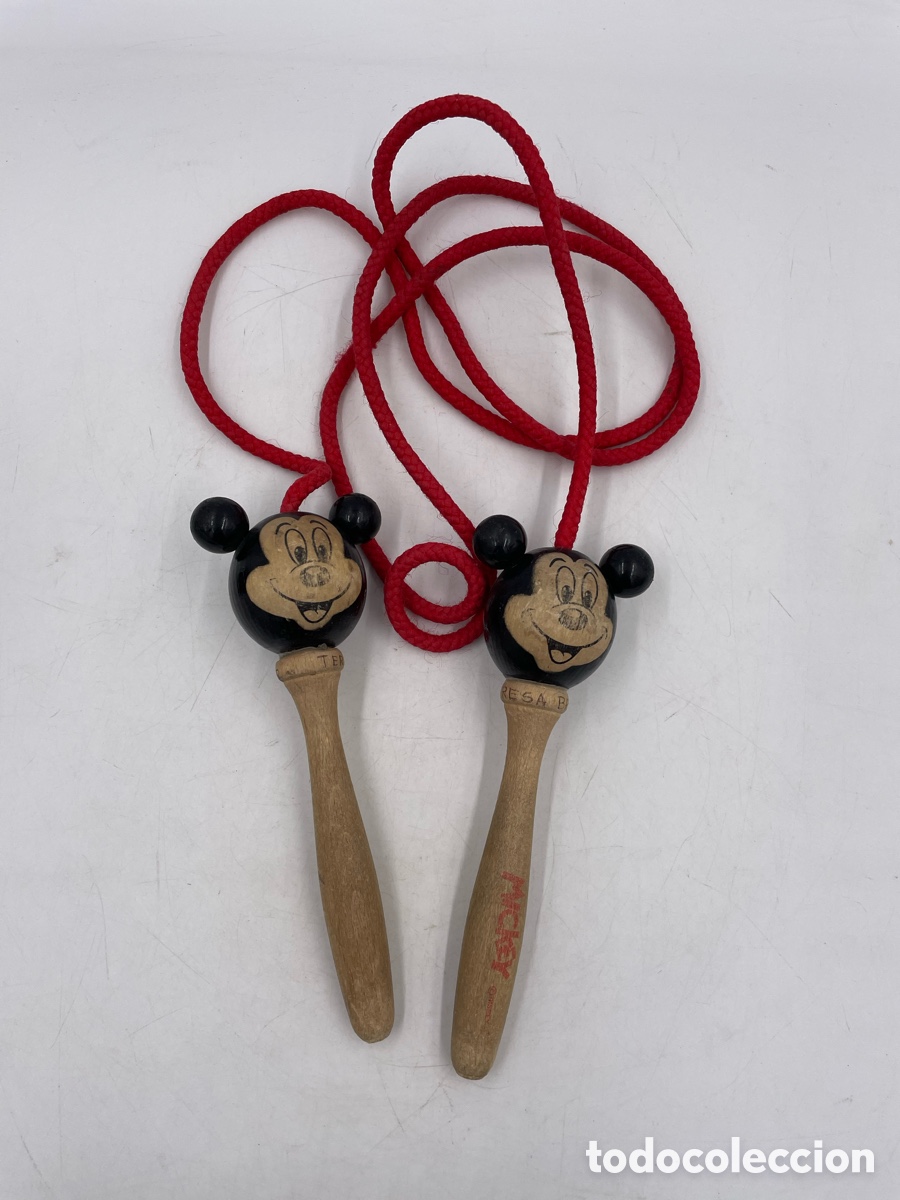 Juegos antiguos: Comba antigua de madera Mickey. - Foto 4