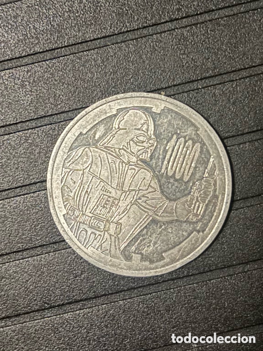 Juegos antiguos: Moneda Star wars 1997 death Star 1000