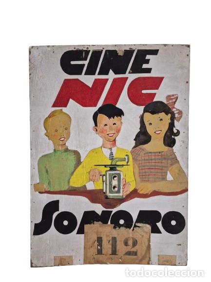 Juegos antiguos: Antiguo Cartel Cine Nic Sonoro - Pintura Sobre Papel - Hermanos Nicolau Gri&ntilde;&oacute; - A&ntilde;os 30-40