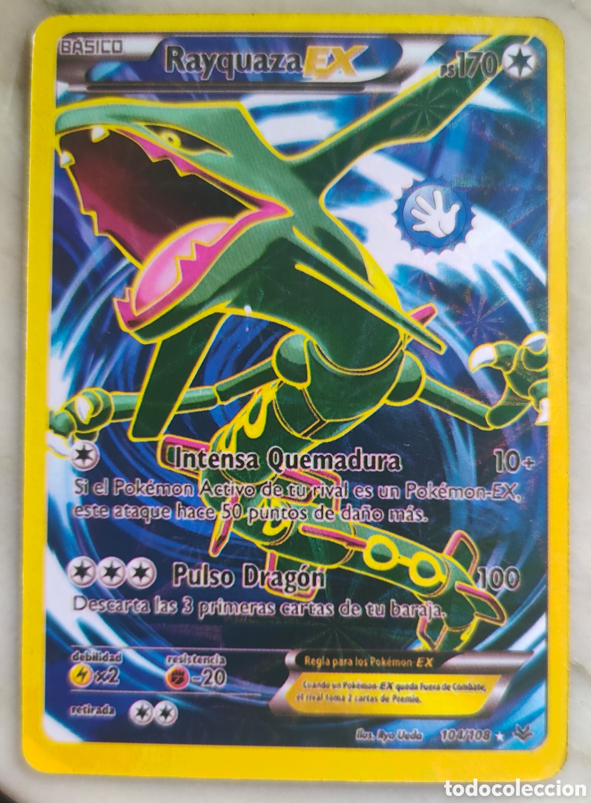 Juegos antiguos: Rayquaza EX Pulso Drag&oacute;n Carta Pokemon 104/108
