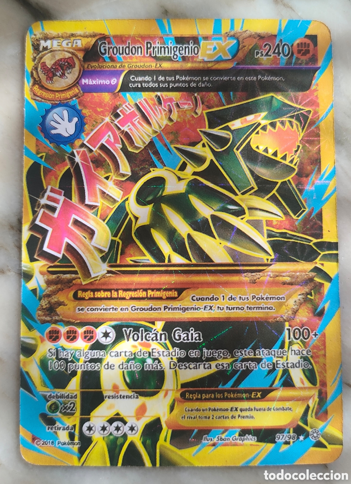 Juegos antiguos: Groudon Primigenio EX Carta Pokemon 97/98