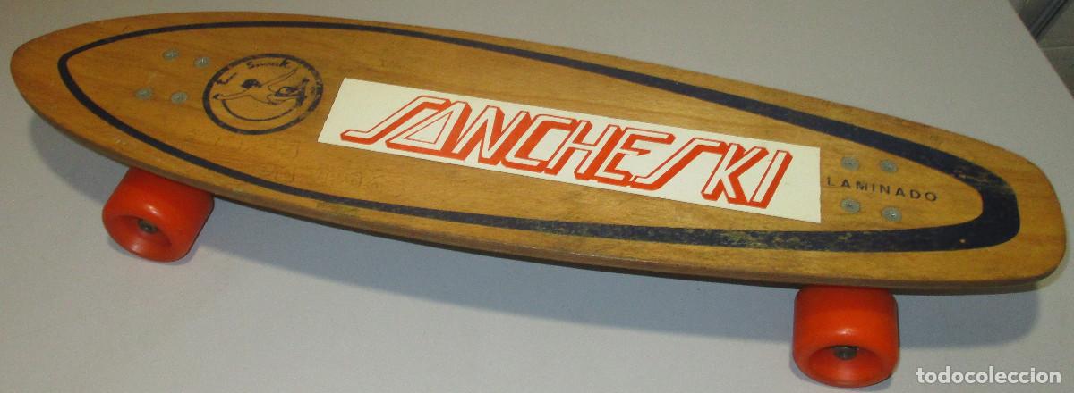 Juegos antiguos: antiguo monopat&iacute;n de madera TEAM SANCHESKI n&ordm; 2 a&ntilde;os 80 skate tabla BANANA SKATEBOARD