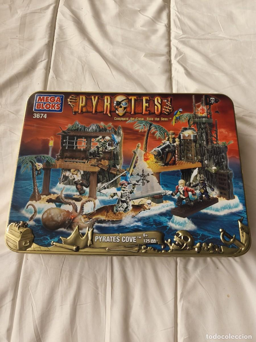 Juegos antiguos: Pyrates Cove. Mega Bloks 3674 . Primera edici&oacute;n 2005 en caja de lata dorada . Coleccionistas