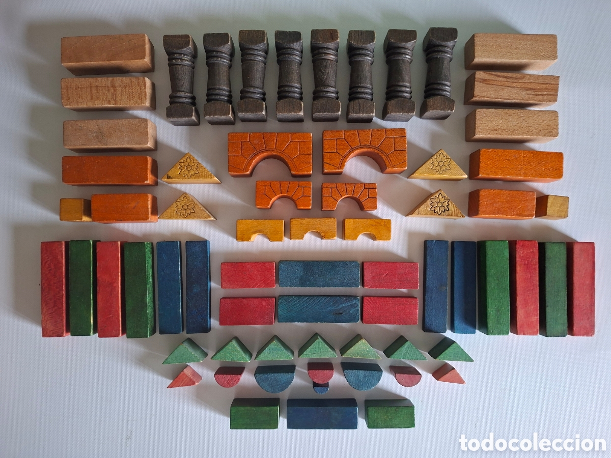 Juegos antiguos: ANTIGUO JUEGO DE CONSTRUCCI&Oacute;N BLOQUES DE MADERA ARQUITECTURA A&Ntilde;OS 60