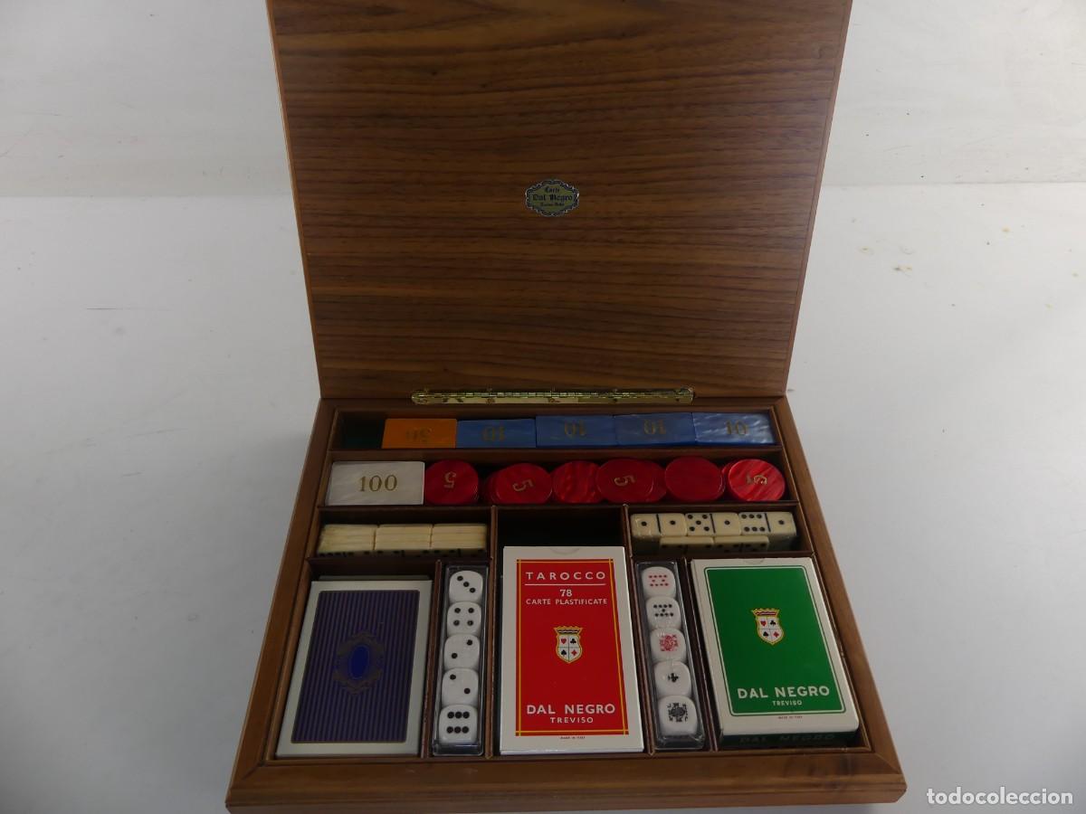 Jeux Anciens: JUEGOS DE VIAJE BARAJAS DE CARTAS DADOS FICHAS EN CAJA DE MADERA
