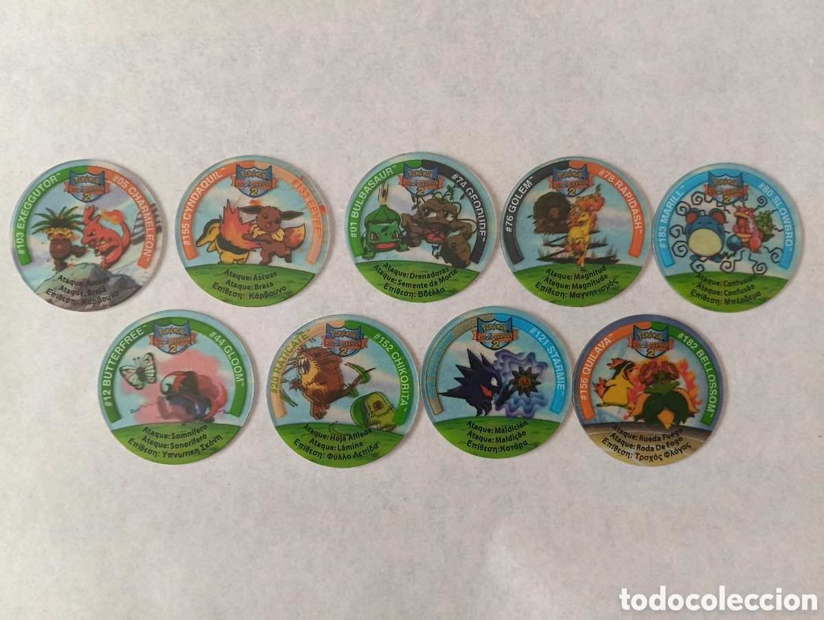 Juegos antiguos: Lote 10 tazos Pok&eacute;mon League 2