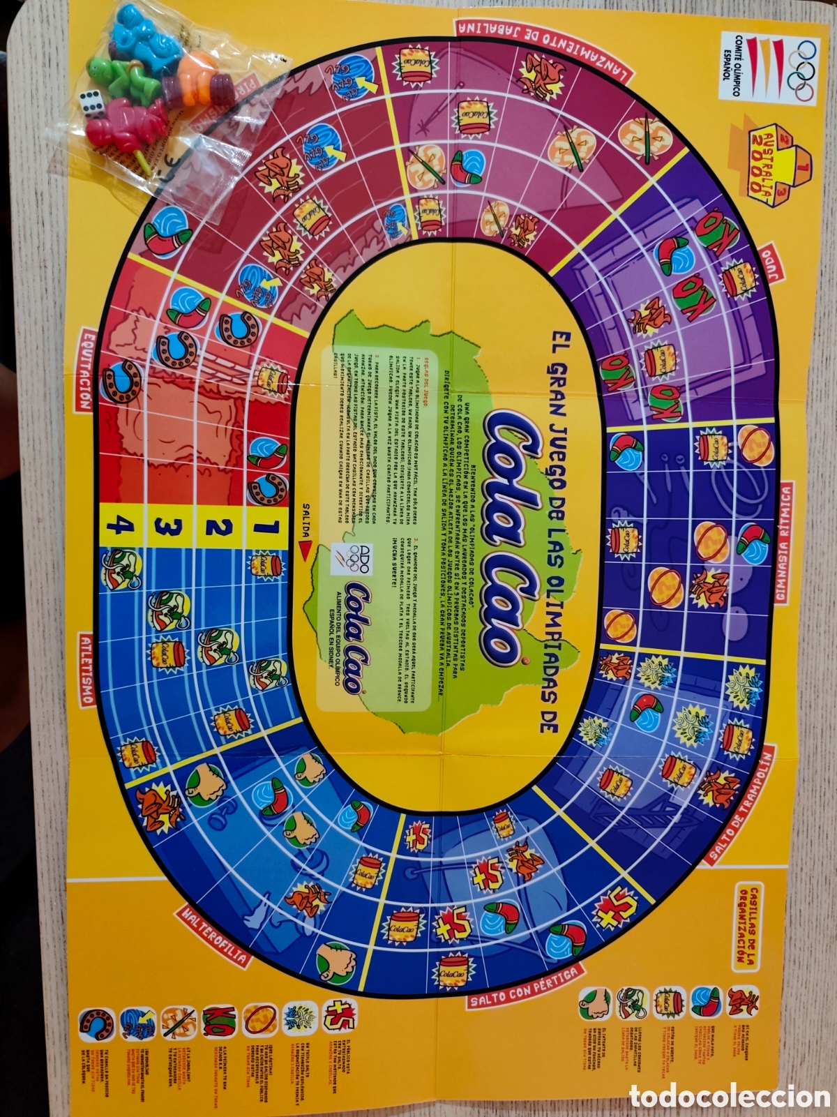 Juegos antiguos: Olimpicaos Sidney 2000. Tablero, fichas y dado precintados y carta premio Colacao