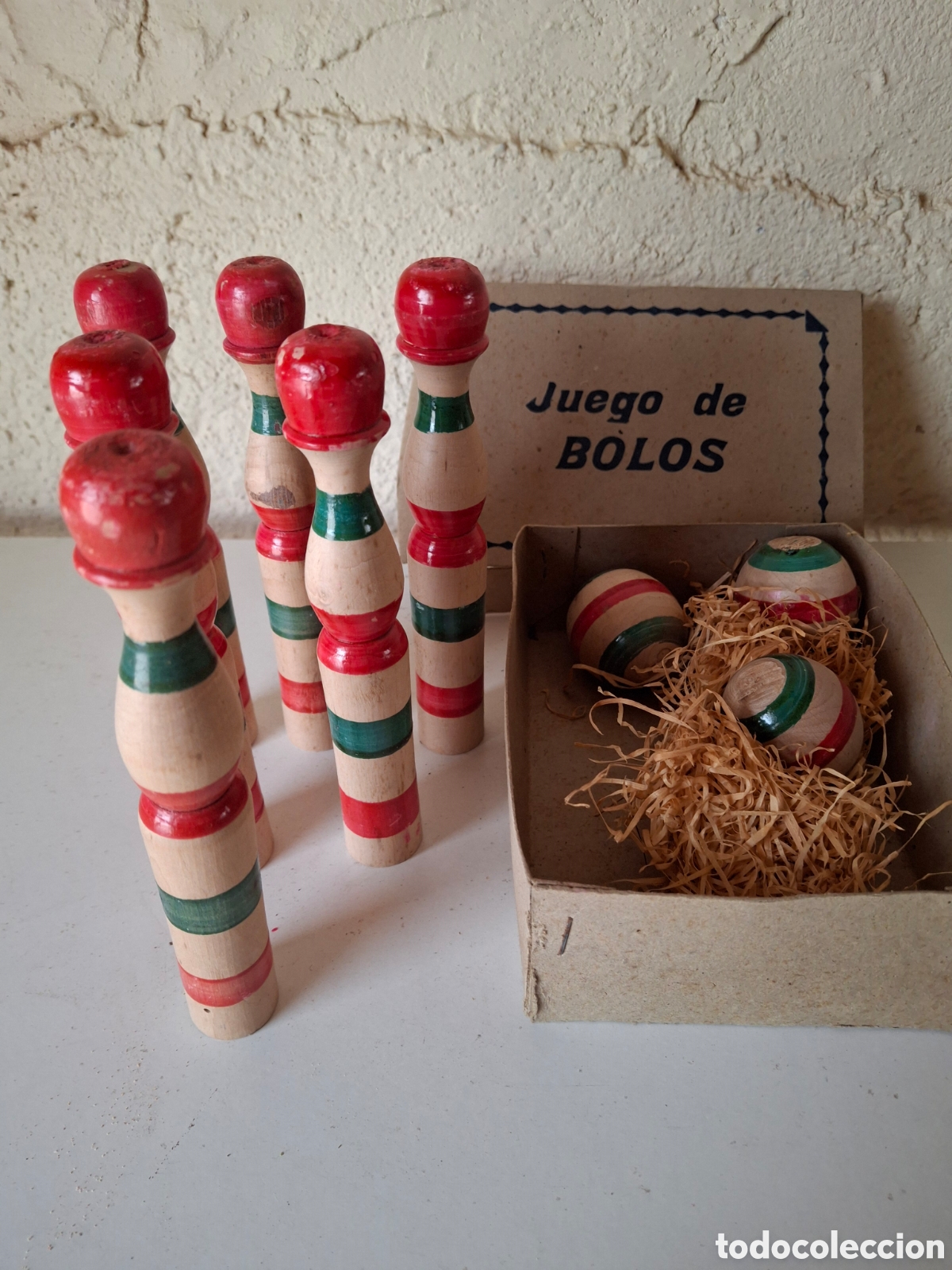 Juegos antiguos: JUEGO DE BOLOS MADERA PINTADA - Foto 1