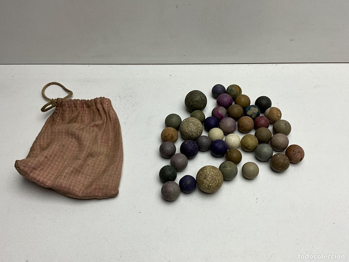 Juegos antiguos: SUPER LOTE DE CANICAS DE BARRO COCIDO - TERRACOTA - A&Ntilde;OS 30- 40