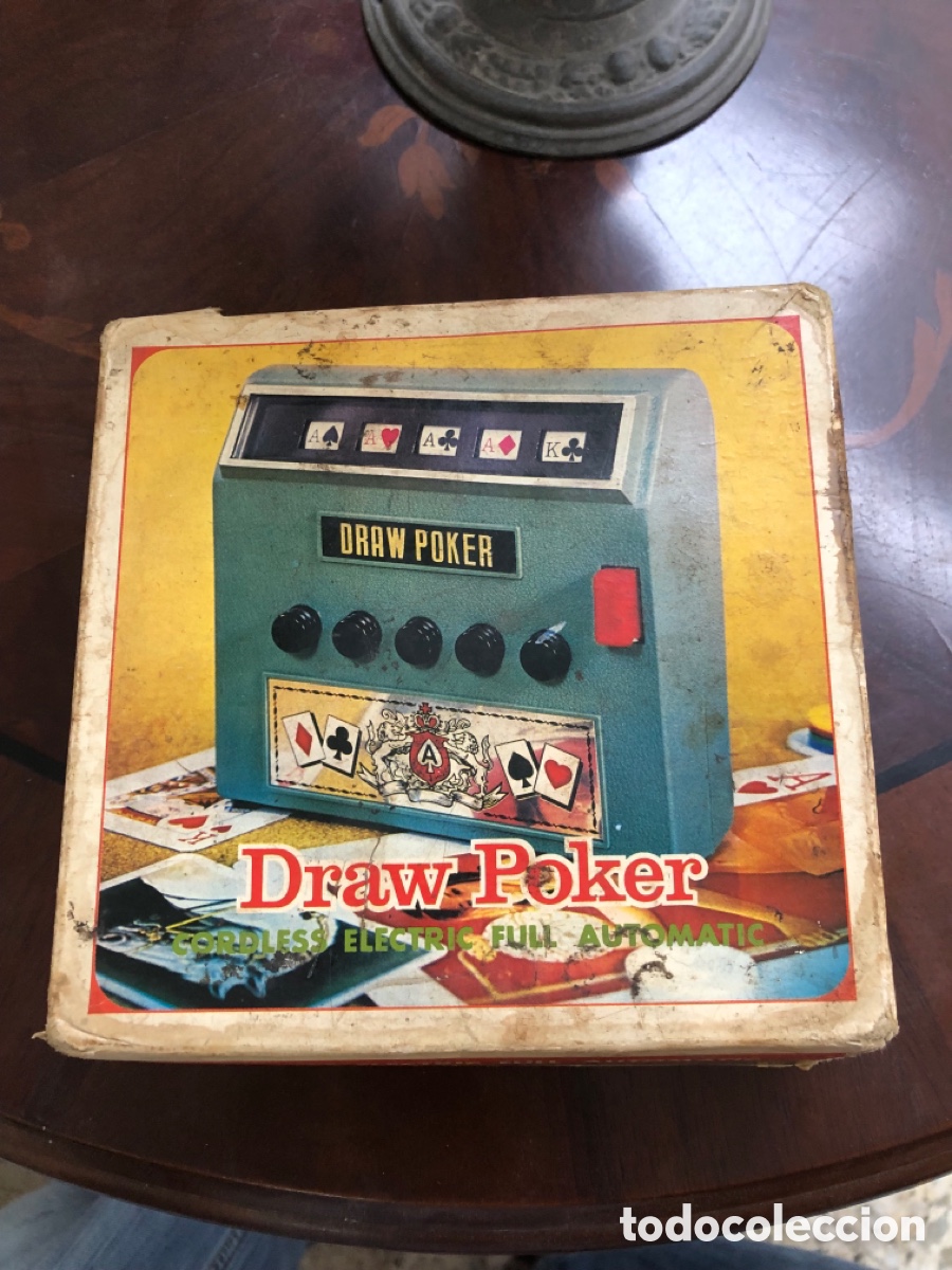 Juegos antiguos: Antiguo juego de mesa electr&oacute;nico Draw Poker (Jap&oacute;n, a&ntilde;os 70) con caja original