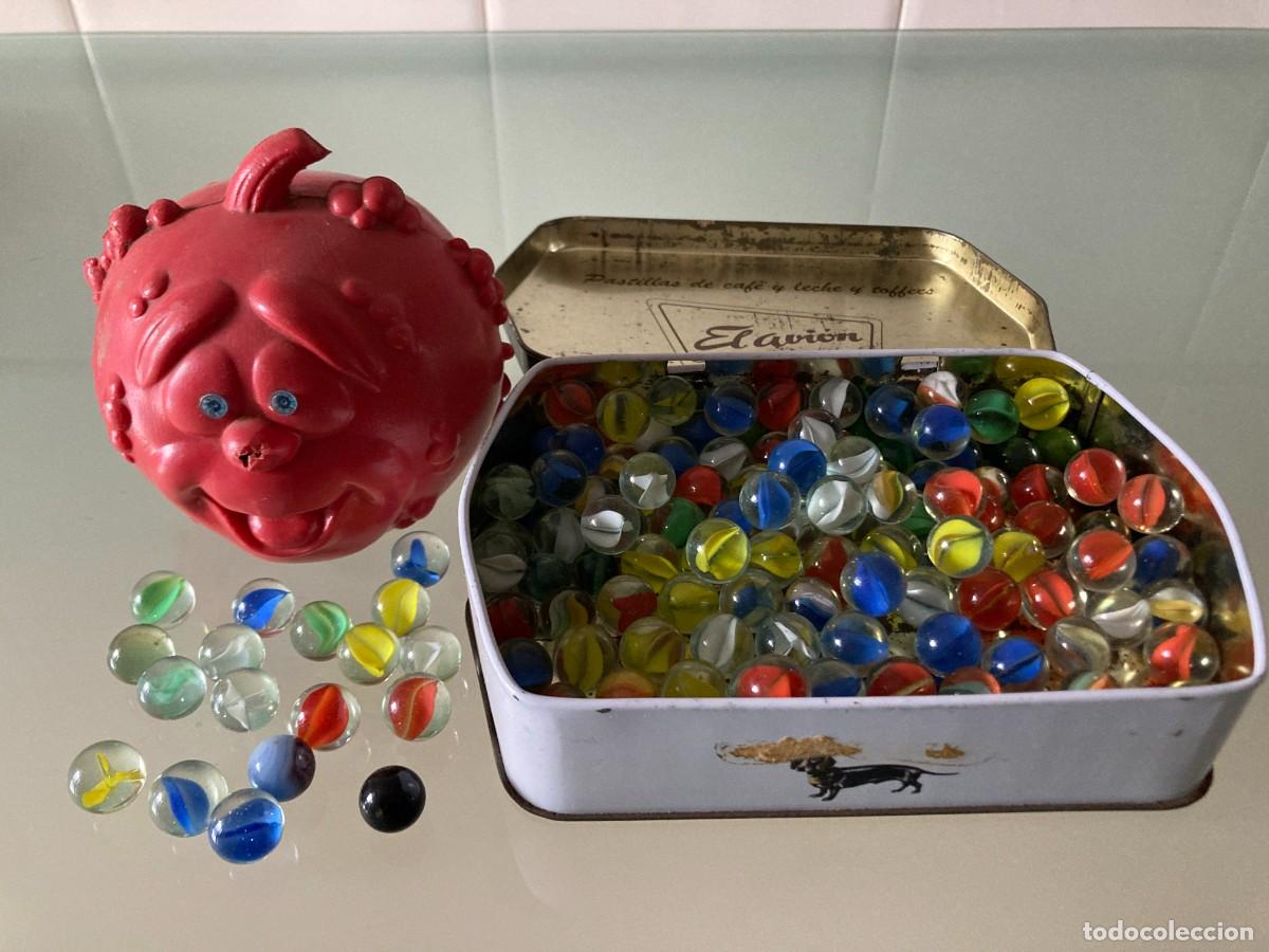 Juegos antiguos: 291 CANICAS &ndash; 253 OJOS DE GATO VARIOS COLORES + RESTO UNICOLOR/BICOLOR