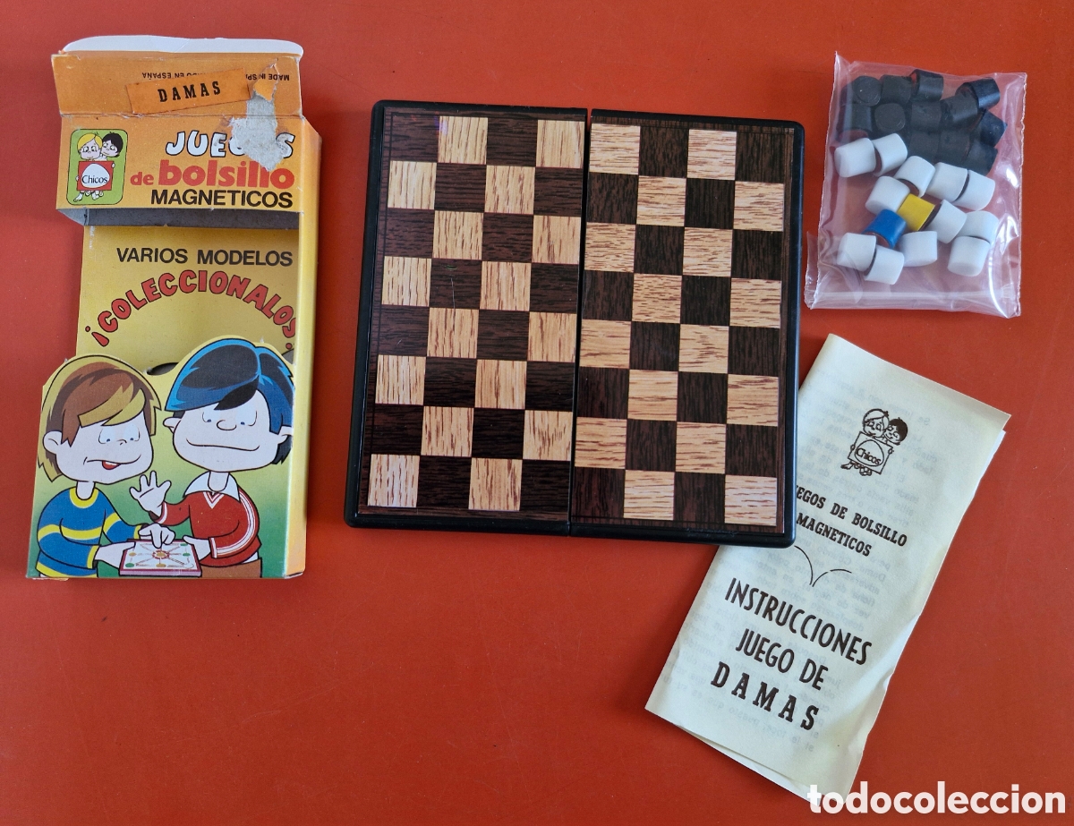Juegos antiguos: JUEGO DE BOLSILLO MAGN&Eacute;TICO DAMAS.CHICOS 70'S.NUEVO EN CAJA.