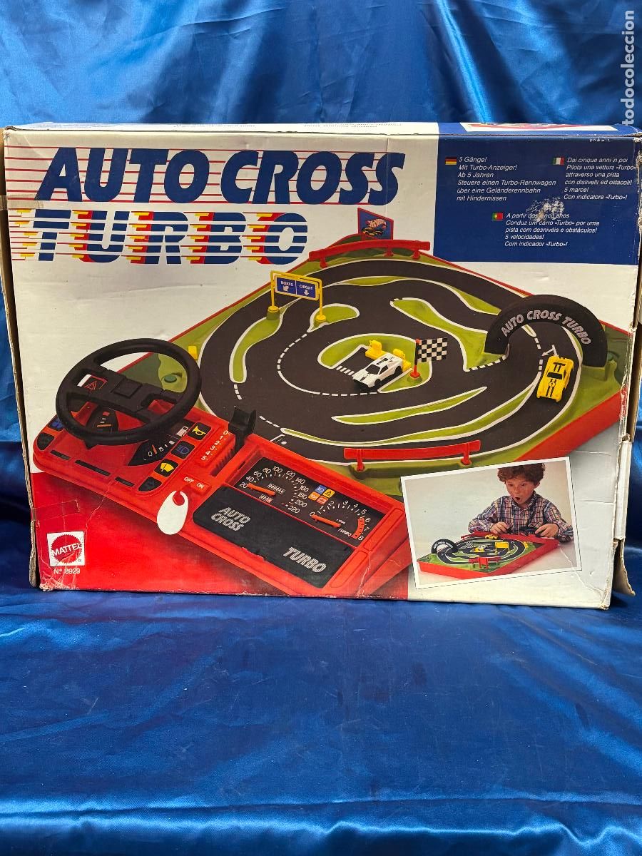 Juegos antiguos: circuito de juguete Auto Cross Turbo de Mattel en caja funcionando