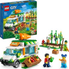 Juegos construcción - Lego: LEGO 60345 CITY FURGONETA MERCADO DE AGRICULTORES, FOOD TRUCK, GRANJA, TIENDA CON HUERTO NUEVO